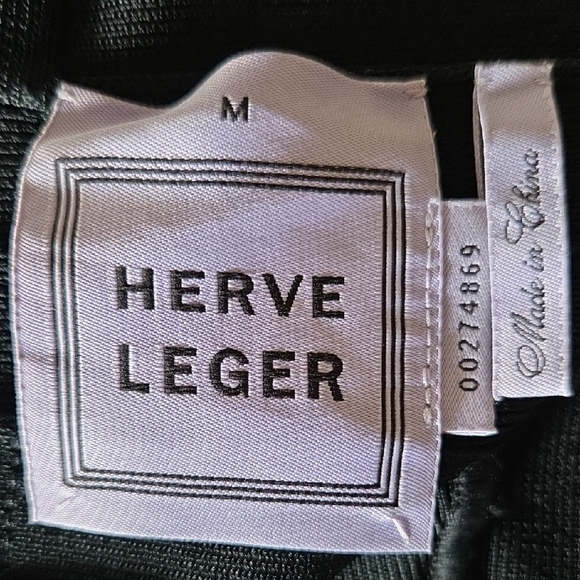 HERVE LEGER Black Bruna Sleeveless V Neck Bandage Fit & Flare Dress - Picture 9 of 10